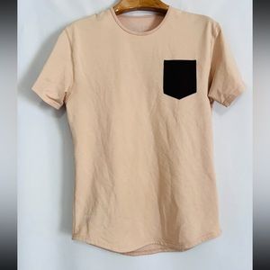 BYLT Shirt Mens Medium Drop Cut Lux Short Sleeve t shirt NWOT BEIGE